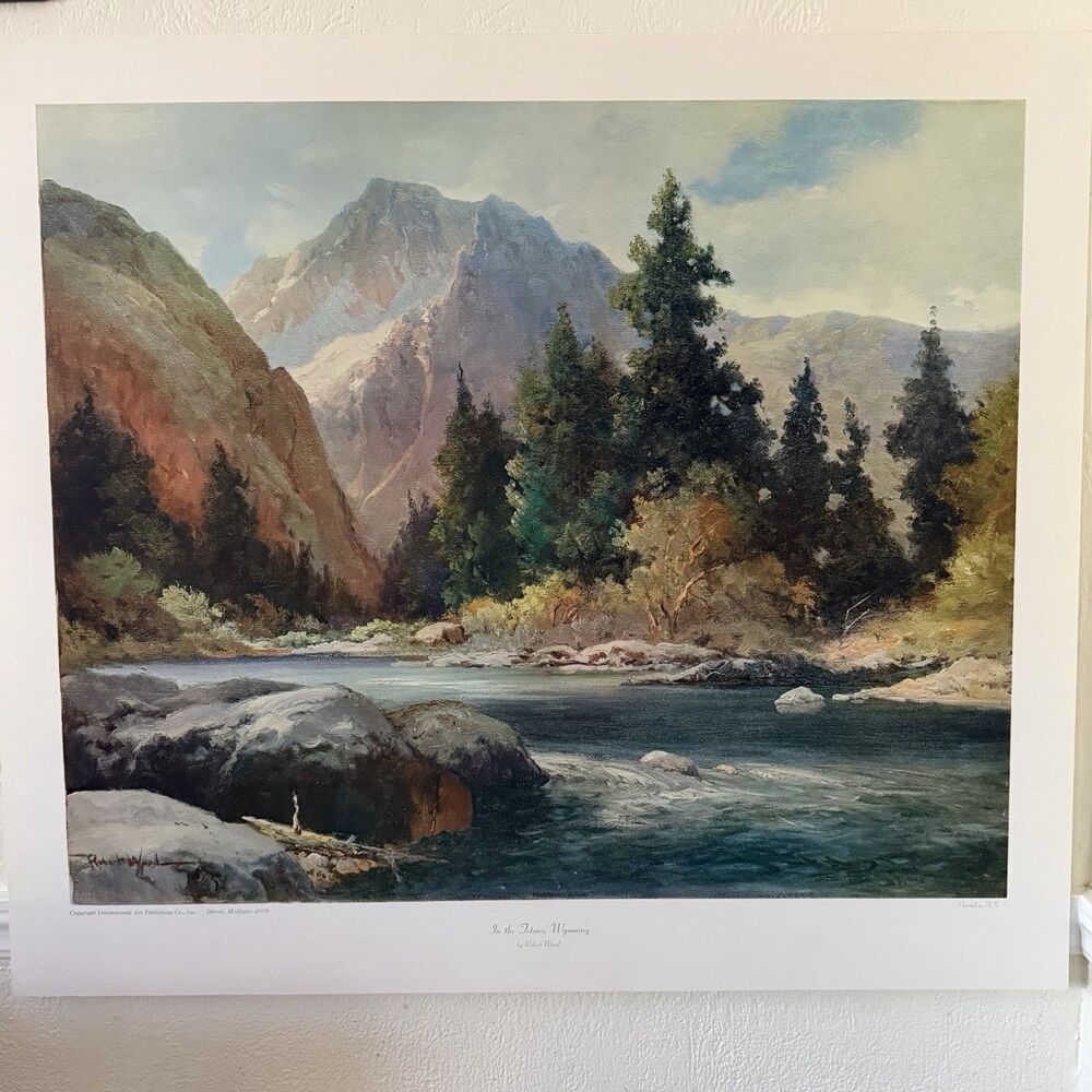 In The Tetons Wyoming Robert W. Wood Vintage Poster Print IAPCO Large 34x30”